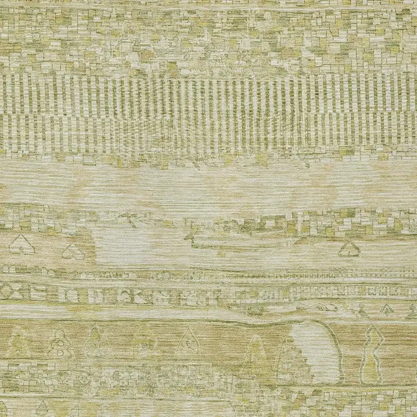 Tan And Gold Striped Washable Indoor Outdoor Area Rug Photo 3