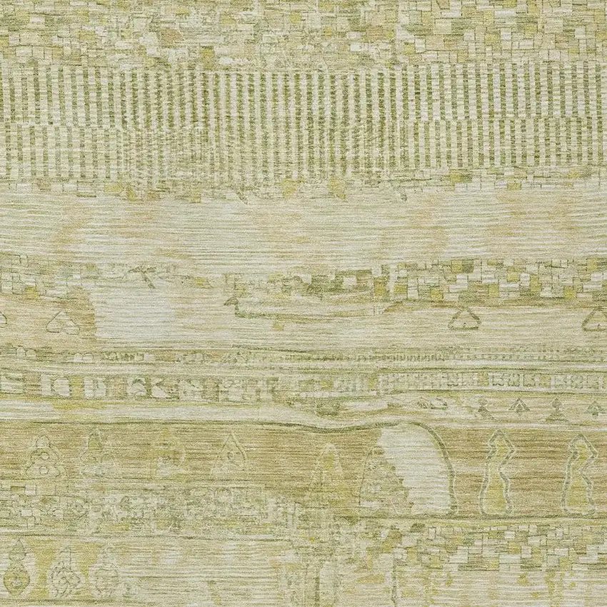 Tan And Gold Striped Washable Indoor Outdoor Area Rug Photo 4