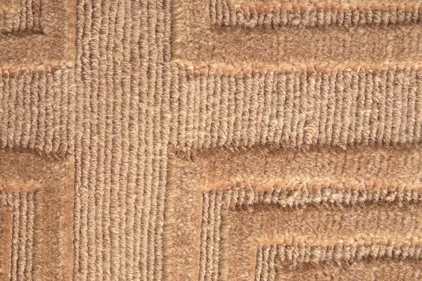 Tan And Gold Wool Geometric Hand Knotted Area Rug Photo 5