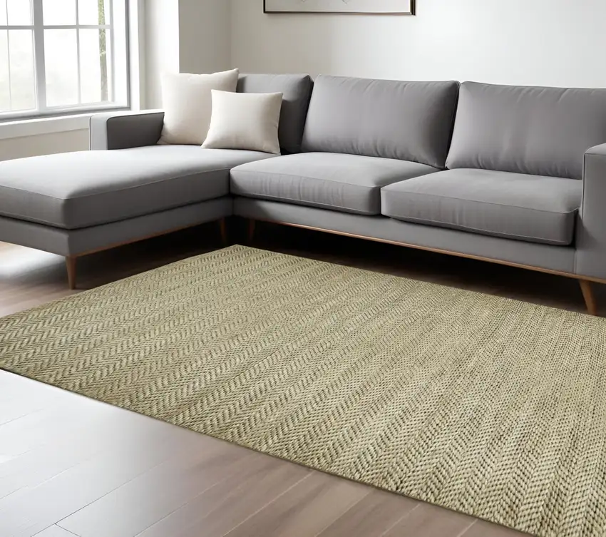 Tan And Gray Hand Woven Area Rug Photo 1