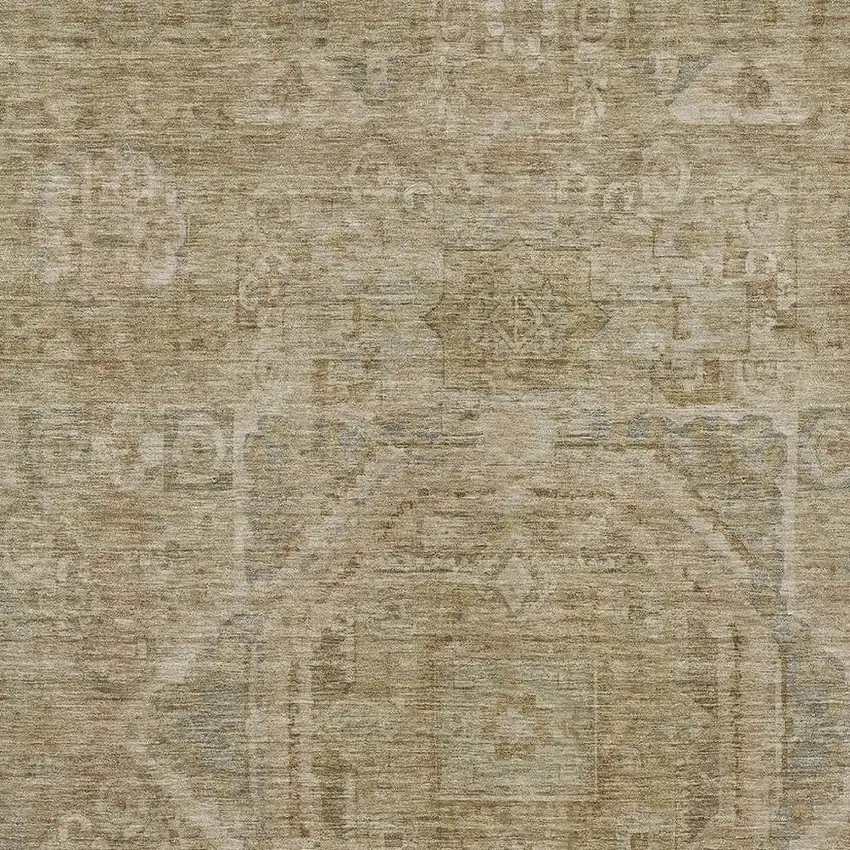 Tan And Gray Medallion Washable Indoor Outdoor Area Rug Photo 4