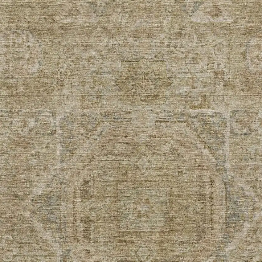 Tan And Gray Medallion Washable Indoor Outdoor Area Rug Photo 4