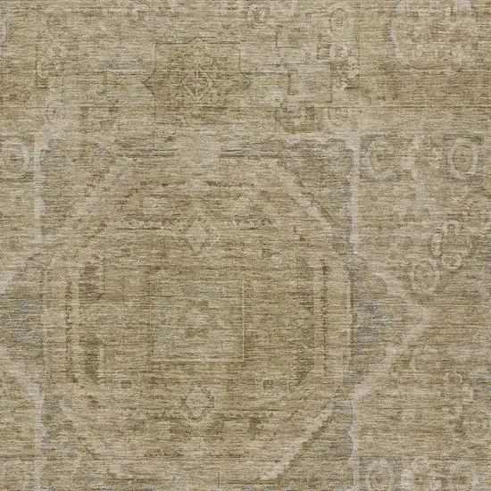 Tan And Gray Medallion Washable Indoor Outdoor Area Rug Photo 4