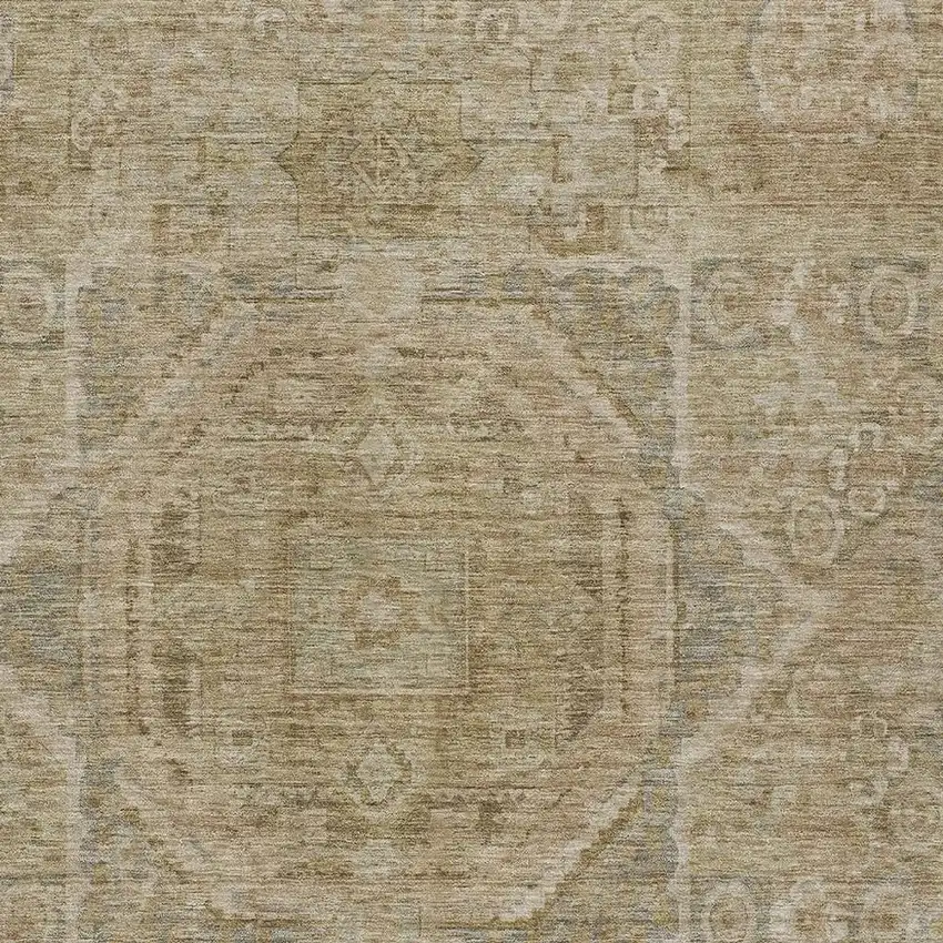 Tan And Gray Medallion Washable Indoor Outdoor Area Rug Photo 4