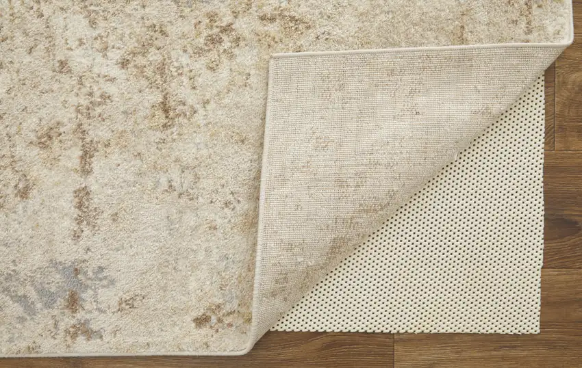Tan And Ivory Abstract Power Loom Distressed Area Rug Photo 4