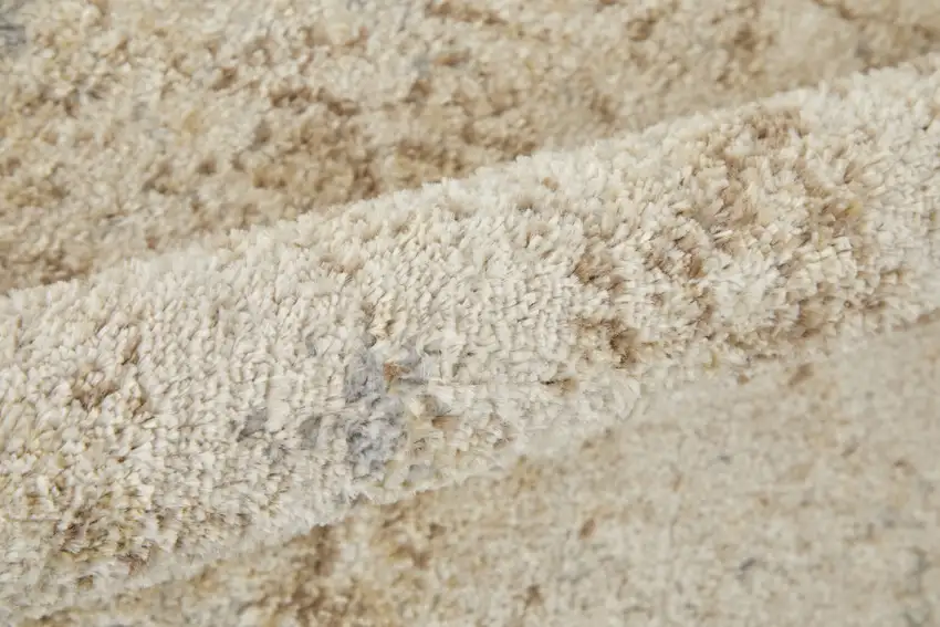 Tan And Ivory Abstract Power Loom Distressed Area Rug Photo 9