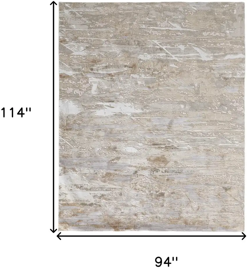 Tan And Ivory Abstract Power Loom Distressed Area Rug Photo 10