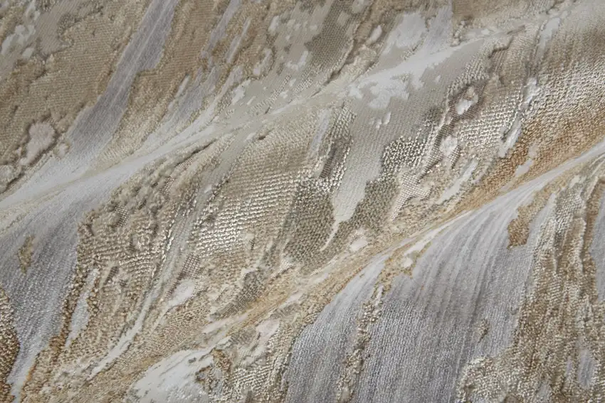 Tan And Ivory Abstract Power Loom Distressed Area Rug Photo 9