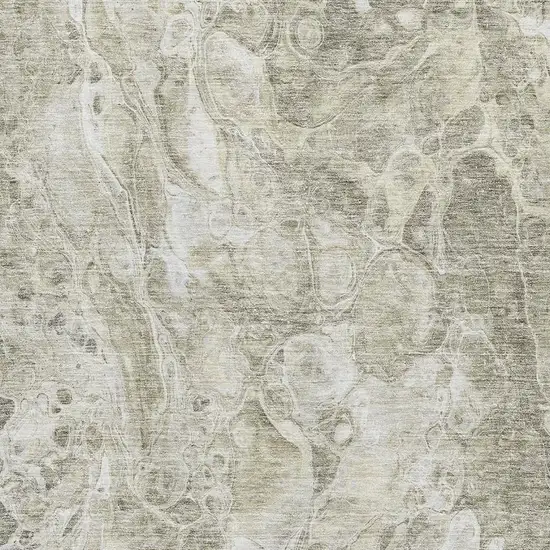 Tan And Ivory Abstract Washable Area Rug With UV Protection Photo 2