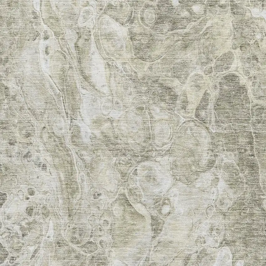 Tan And Ivory Abstract Washable Area Rug With UV Protection Photo 2