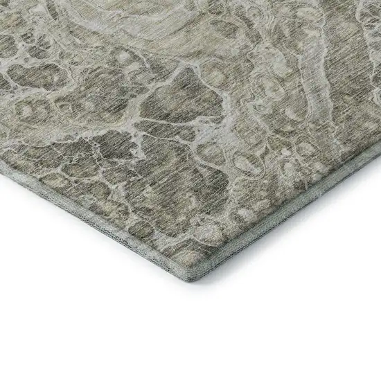 Tan And Ivory Abstract Washable Area Rug With UV Protection Photo 7