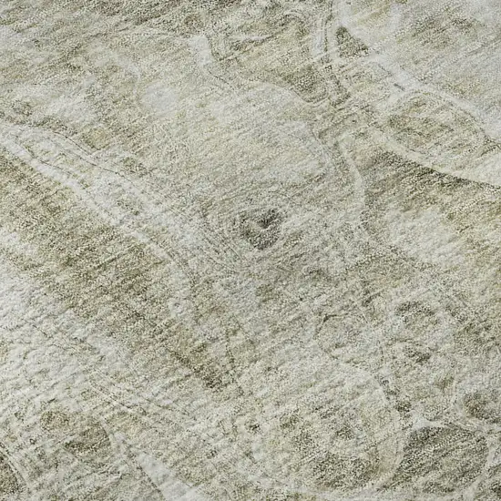 Tan And Ivory Abstract Washable Area Rug With UV Protection Photo 9