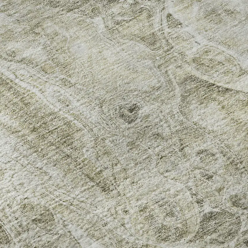 Tan And Ivory Abstract Washable Area Rug With UV Protection Photo 9