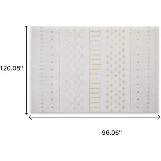 Tan And Ivory Geometric Distressed Area Rug Photo 3