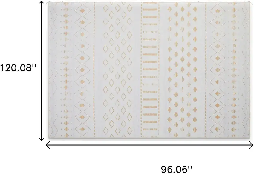 Tan And Ivory Geometric Distressed Area Rug Photo 3