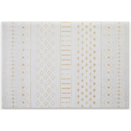 Tan And Ivory Geometric Distressed Area Rug Photo 2