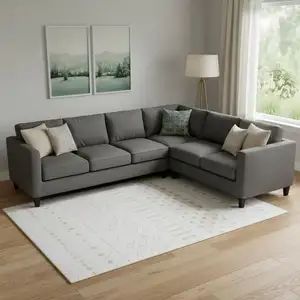 Photo of Tan And Ivory Geometric Distressed Area Rug