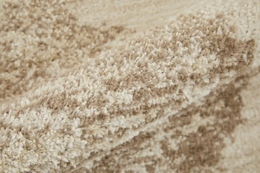 Tan And Ivory Geometric Power Loom Distressed Area Rug Photo 9