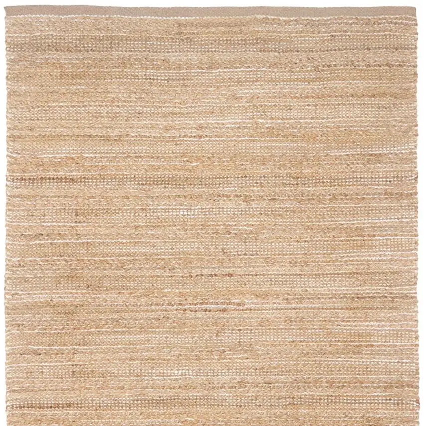Tan And Ivory Jute Striped Hand Woven Area Rug Photo 4