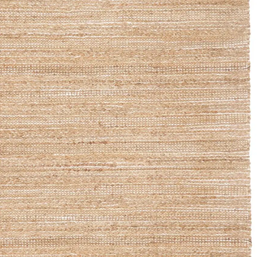 Tan And Ivory Jute Striped Hand Woven Area Rug Photo 3