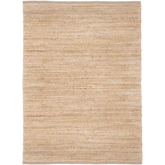 Tan And Ivory Jute Striped Hand Woven Area Rug Photo 2