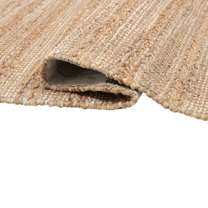 Tan And Ivory Jute Striped Hand Woven Area Rug Photo 7