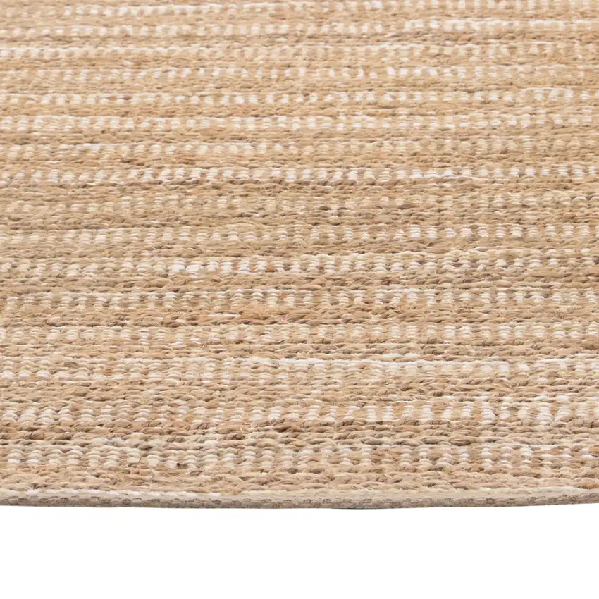 Tan And Ivory Jute Striped Hand Woven Area Rug Photo 6