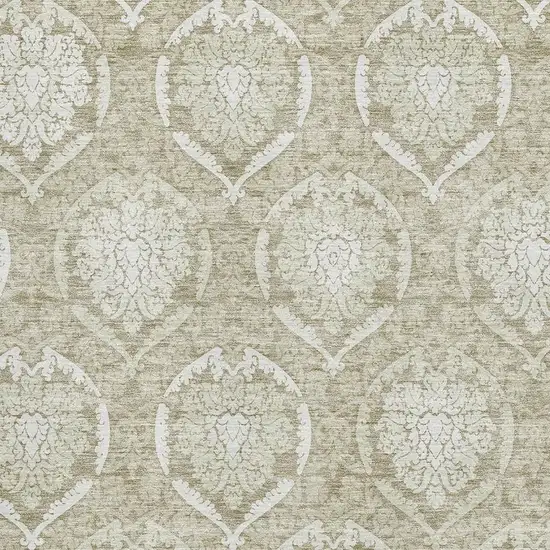 Tan And Ivory Medallion Washable Area Rug With UV Protection Photo 3