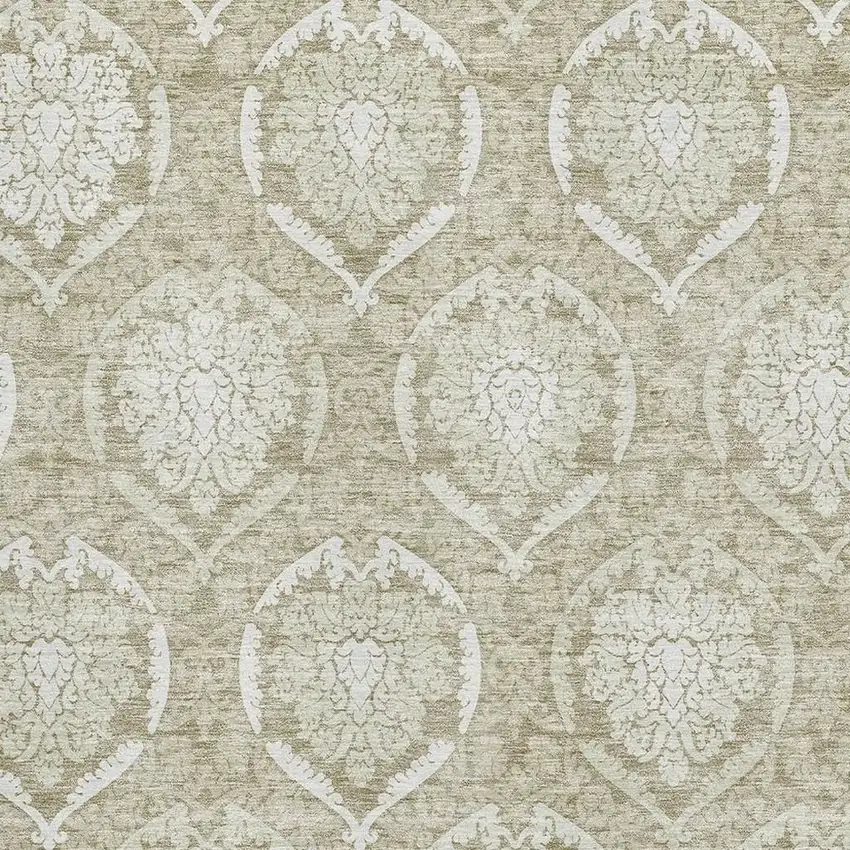 Tan And Ivory Medallion Washable Area Rug With UV Protection Photo 3