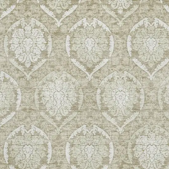Tan And Ivory Medallion Washable Area Rug With UV Protection Photo 3