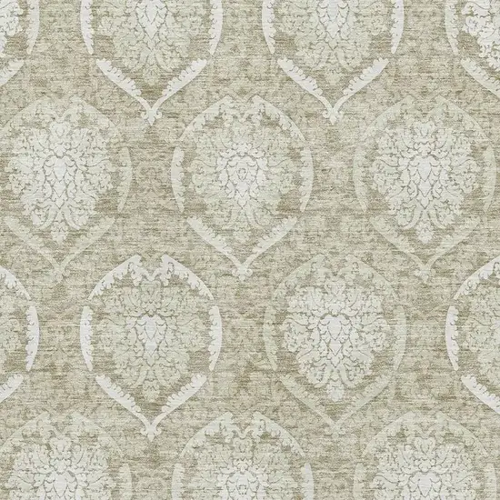 Tan And Ivory Medallion Washable Area Rug With UV Protection Photo 3