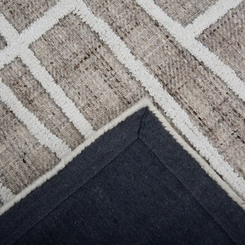 Tan And Ivory Wool Abstract Hand Tufted Area Rug Photo 4