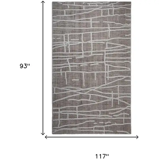 Tan And Ivory Wool Abstract Hand Tufted Area Rug Photo 5