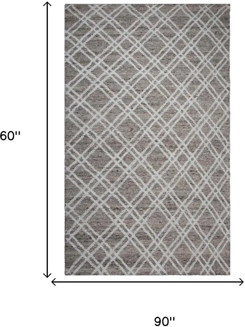 Tan And Ivory Wool Geometric Hand Tufted Area Rug Photo 4