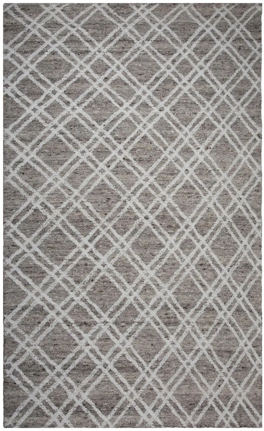 Tan And Ivory Wool Geometric Hand Tufted Area Rug Photo 2