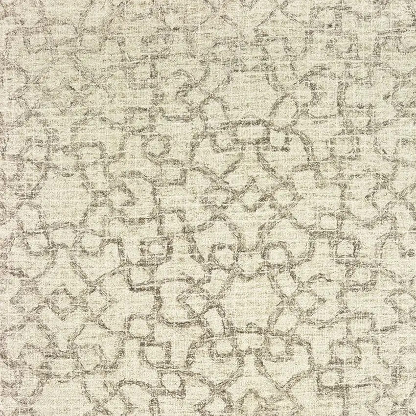 Tan And Ivory Wool Geometric Hand Tufted Area Rug Photo 5