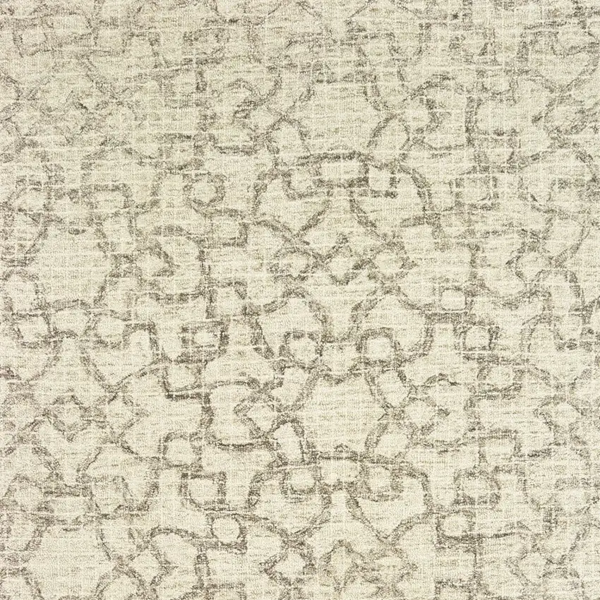 Tan And Ivory Wool Geometric Hand Tufted Area Rug Photo 8