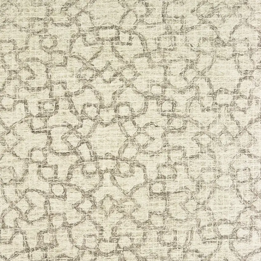 Tan And Ivory Wool Geometric Hand Tufted Area Rug Photo 9