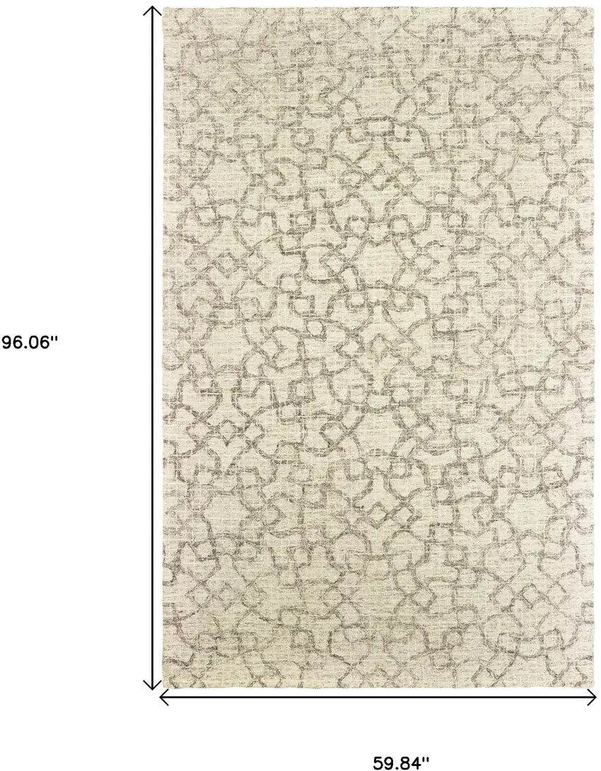 Tan And Ivory Wool Geometric Hand Tufted Area Rug Photo 3