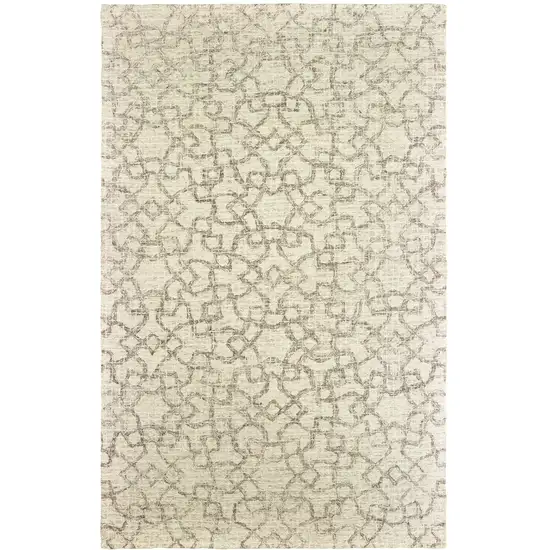 Tan And Ivory Wool Geometric Hand Tufted Area Rug Photo 2