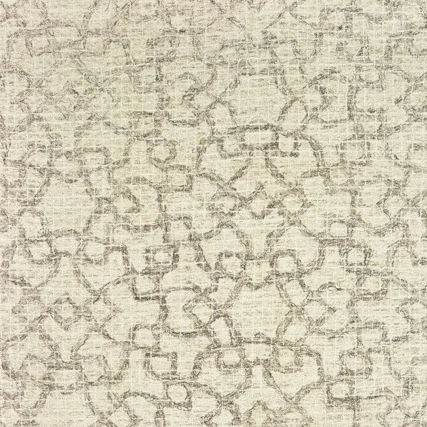 Tan And Ivory Wool Geometric Hand Tufted Area Rug Photo 9