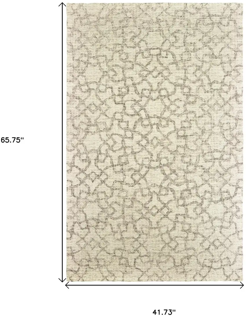 Tan And Ivory Wool Geometric Hand Tufted Area Rug Photo 3