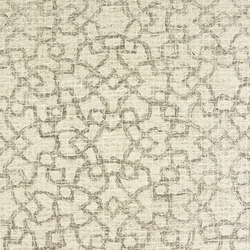 Tan And Ivory Wool Geometric Hand Tufted Area Rug Photo 8