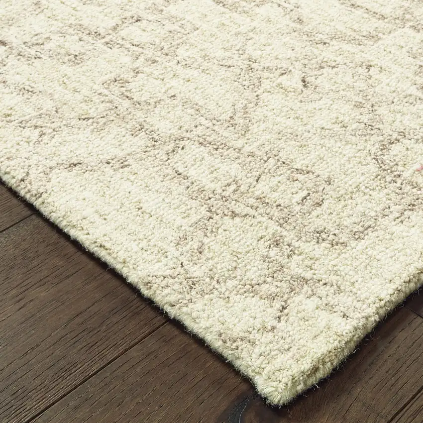 Tan And Ivory Wool Geometric Hand Tufted Area Rug Photo 6