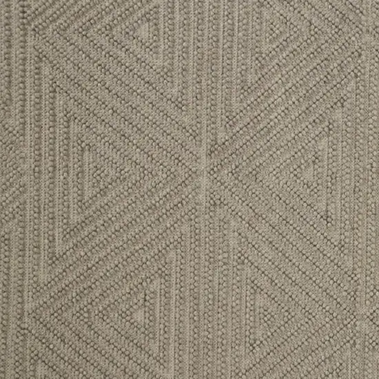 Tan And Ivory Wool Geometric Hand Woven Area Rug With Fringe Photo 5