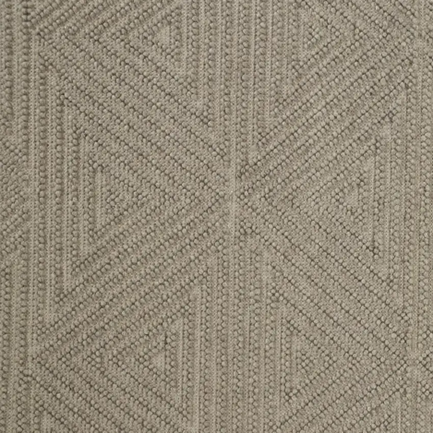 Tan And Ivory Wool Geometric Hand Woven Area Rug With Fringe Photo 5