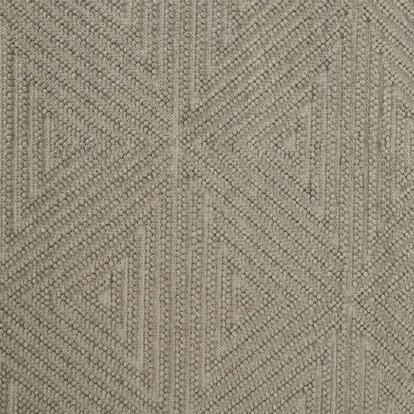 Tan And Ivory Wool Geometric Hand Woven Area Rug With Fringe Photo 5