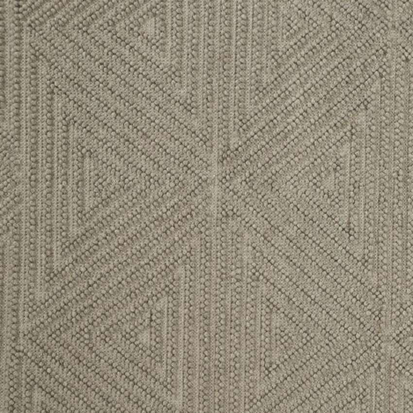 Tan And Ivory Wool Geometric Hand Woven Area Rug With Fringe Photo 5