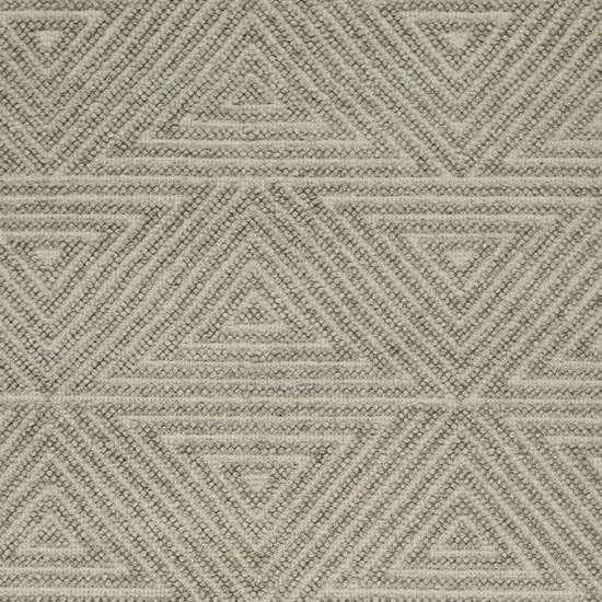 Tan And Ivory Wool Geometric Hand Woven Area Rug With Fringe Photo 4