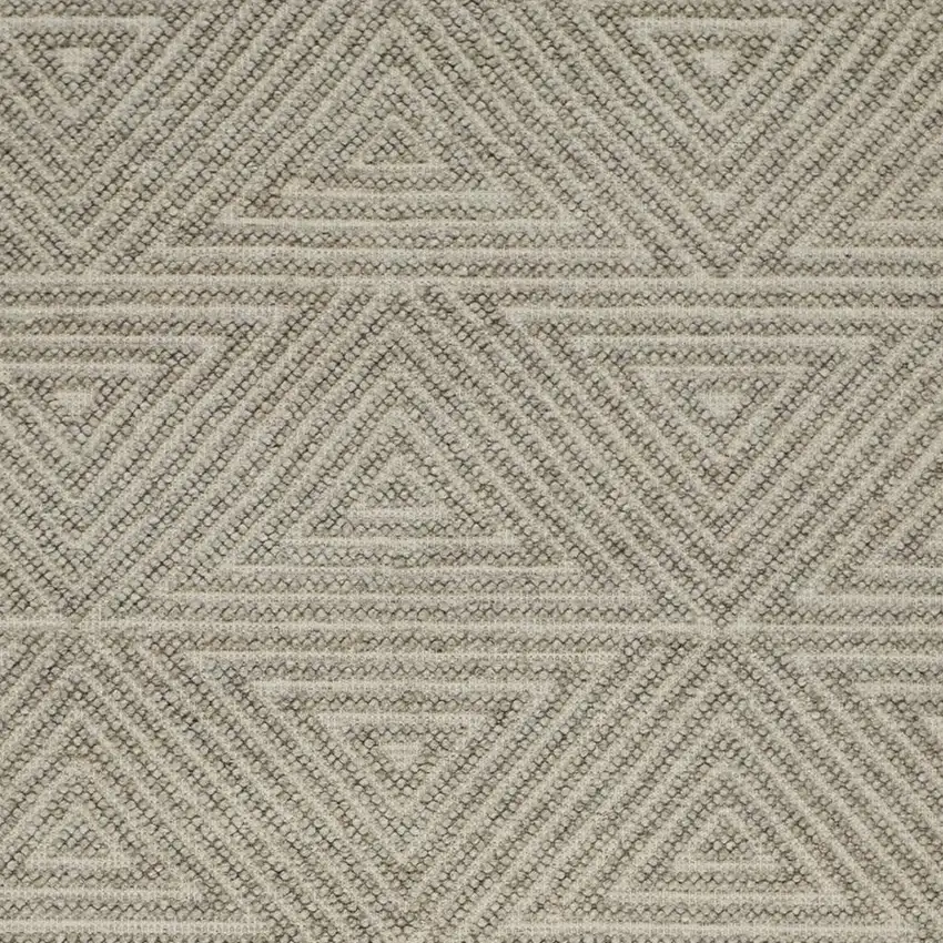 Tan And Ivory Wool Geometric Hand Woven Area Rug With Fringe Photo 4